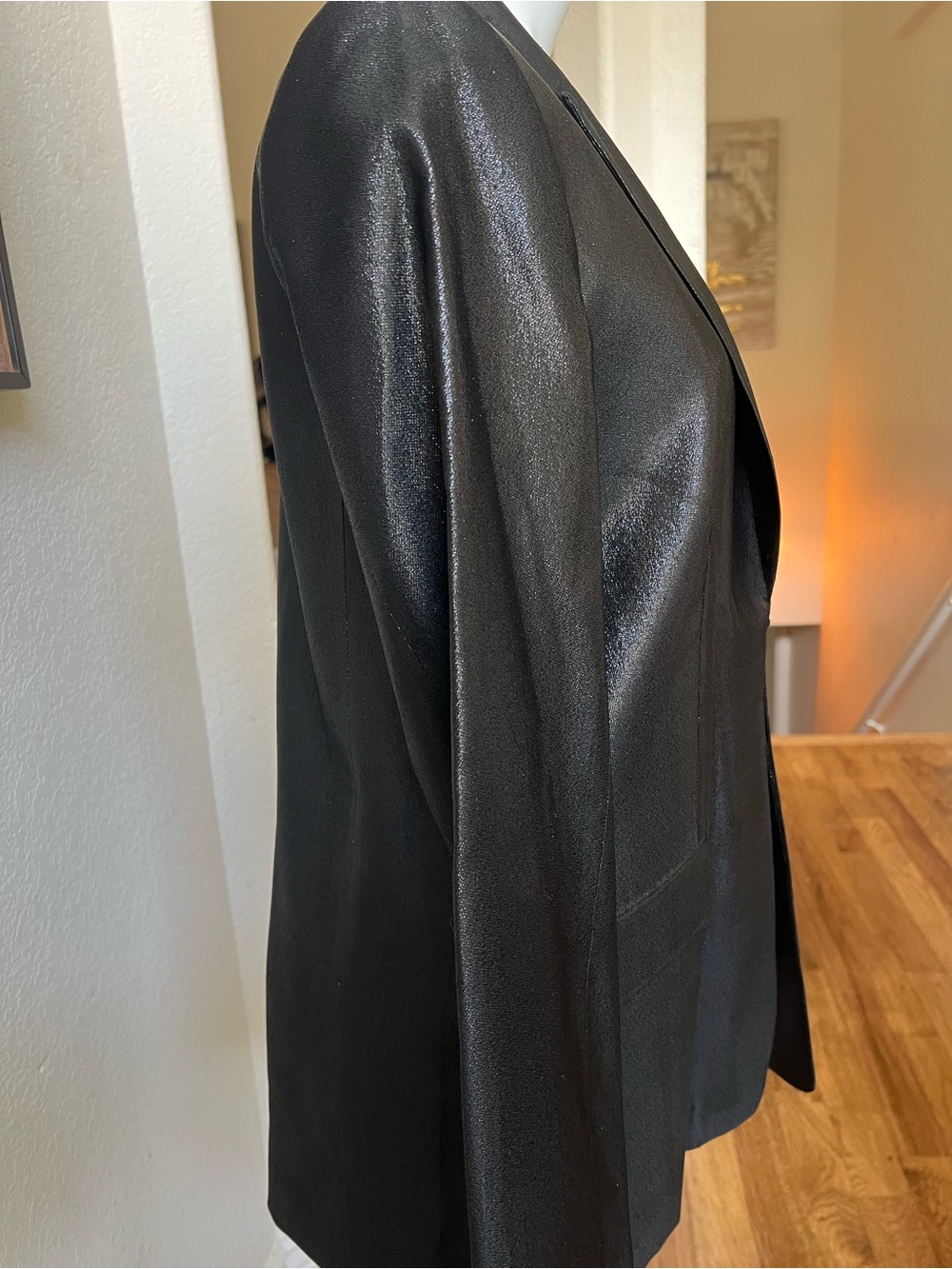 Victoria Beckham sz 8 NWOT Black Shimmery Single-Button Blazer - Picture 7 of 15